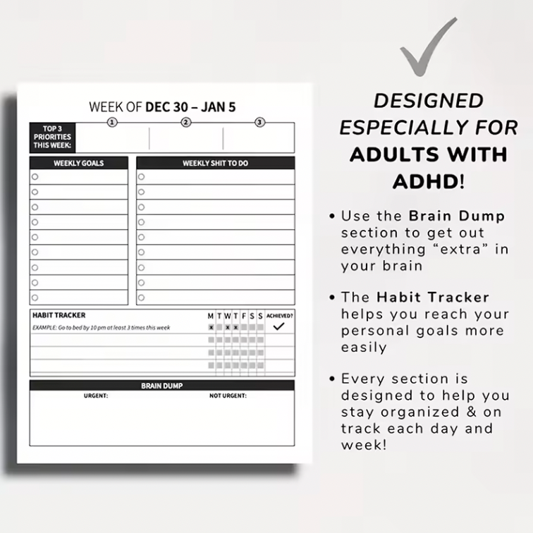 2025 Funny ADHD Planner For Adults