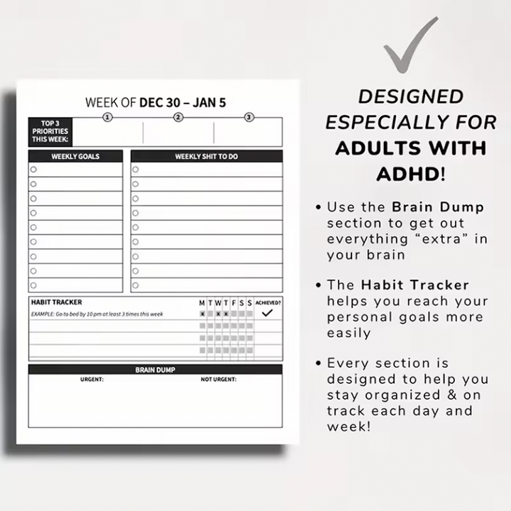 2025 Funny ADHD Planner For Adults