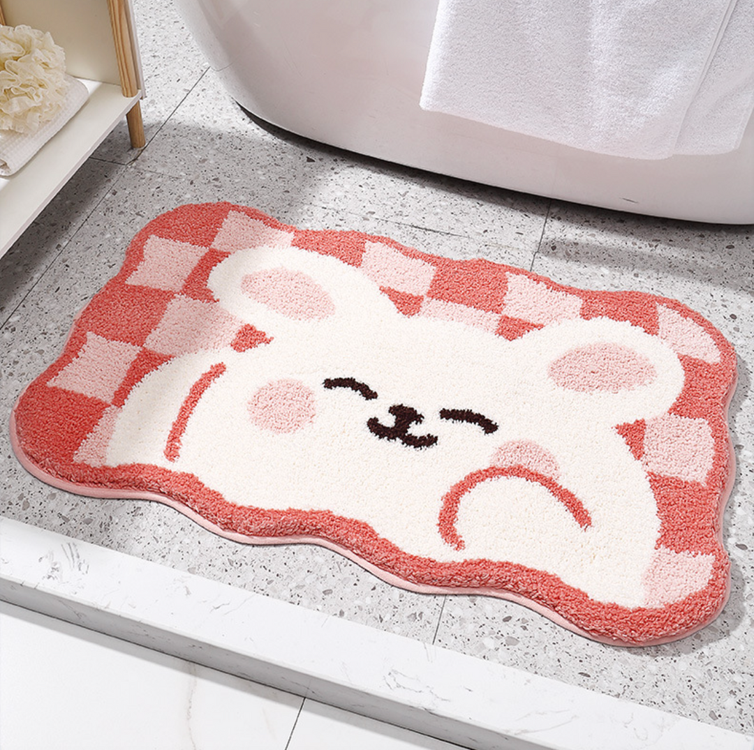 Adorable White Bunny Bath Mat