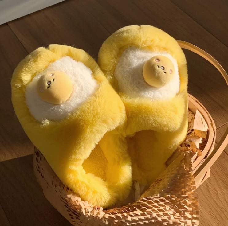 Kawaii Korean Egg Winter Warm Slippers