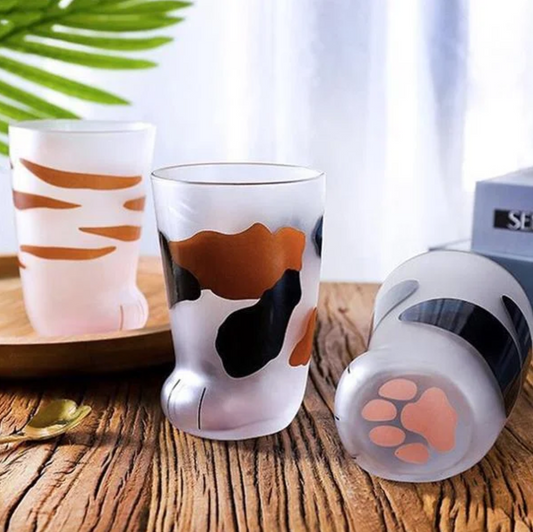 10oz Cat Paw Shaped Personalized Drinking Glass 1pc - Frosted Kawaii Kitten Foot Cup with Toe Beans