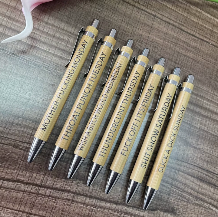 FUNNY RELATABLE BAMBOO PENS 7PCS SET