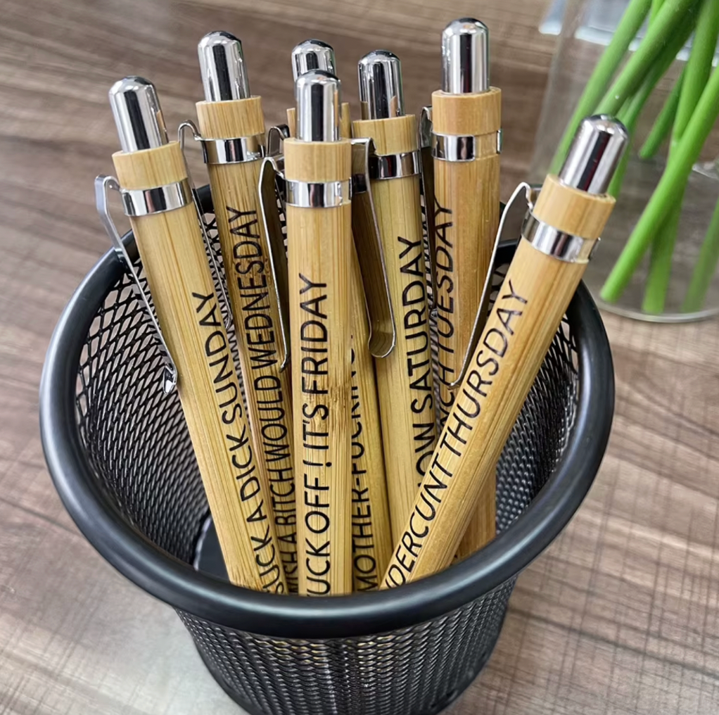 FUNNY RELATABLE BAMBOO PENS 7PCS SET
