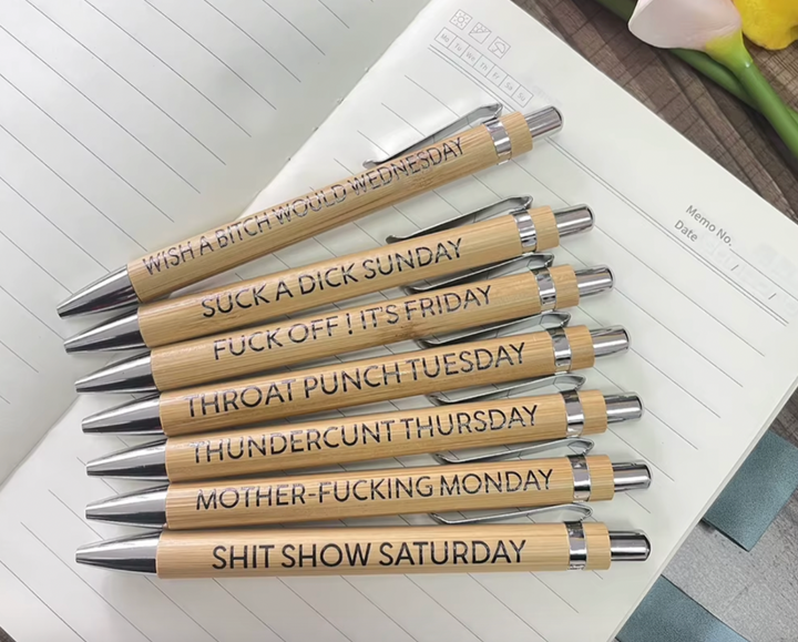 FUNNY RELATABLE BAMBOO PENS 7PCS SET