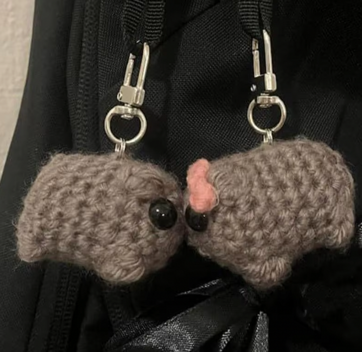 Crochet viral sad hamster keychain