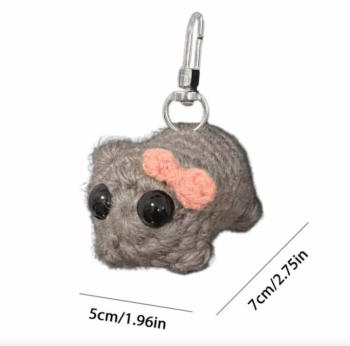 Crochet viral sad hamster keychain