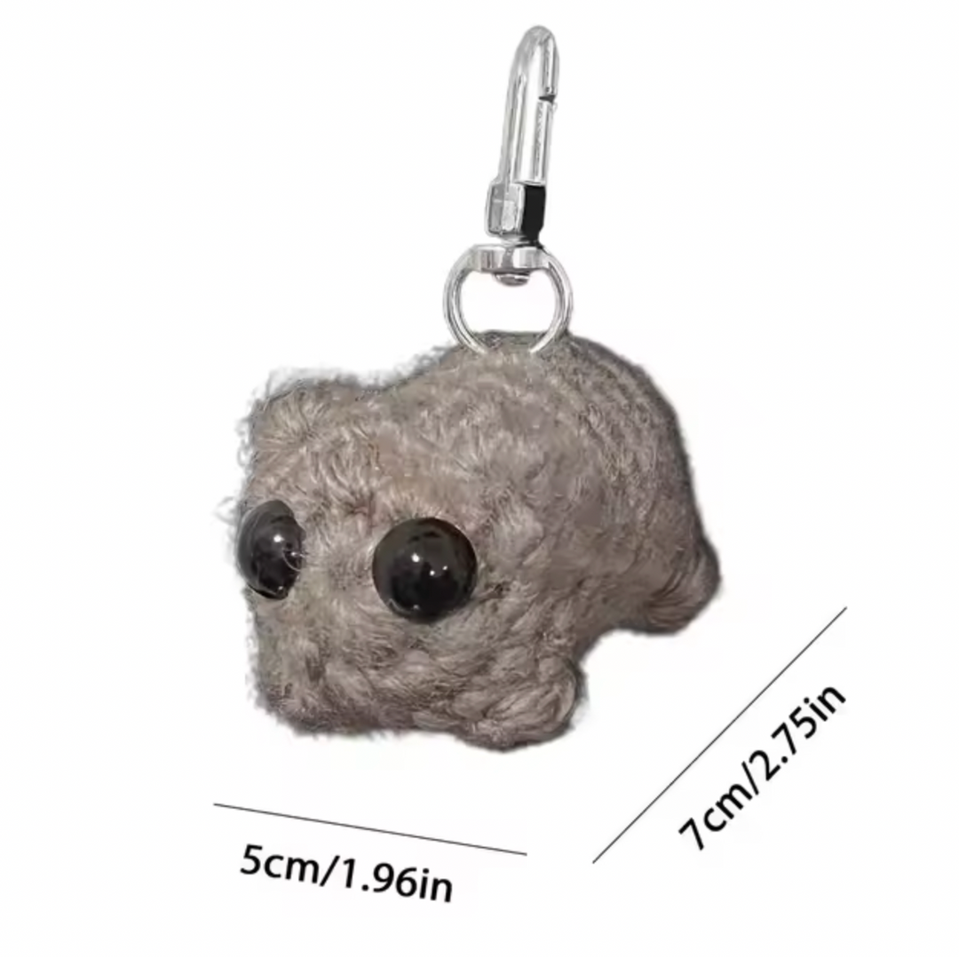 Crochet viral sad hamster keychain