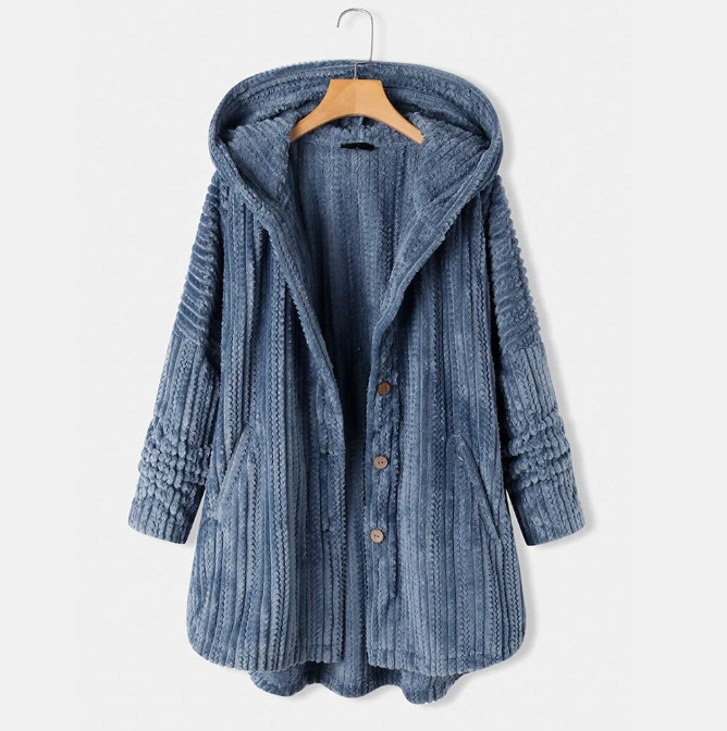 Plus Single Breasted High Low Hooded Coat