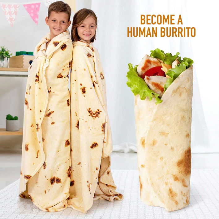 Large Tortilla Blanket, Burrito Warm Flannel, Pizza Blanket, Round Blanket for Kids and Adults, Soft Fluffy Blanket
