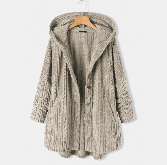 Plus Single Breasted High Low Hooded Coat