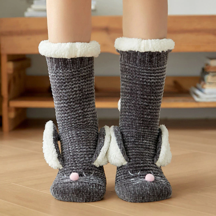 Soft Bunny Embroidery Fluffy Socks