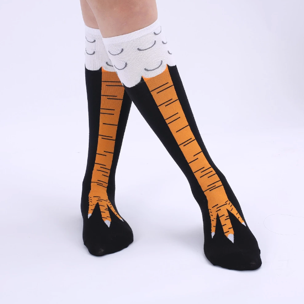 Funny Socks, Chicken Feet Socks, Chicken Print Toe Socks, Thigh Socks