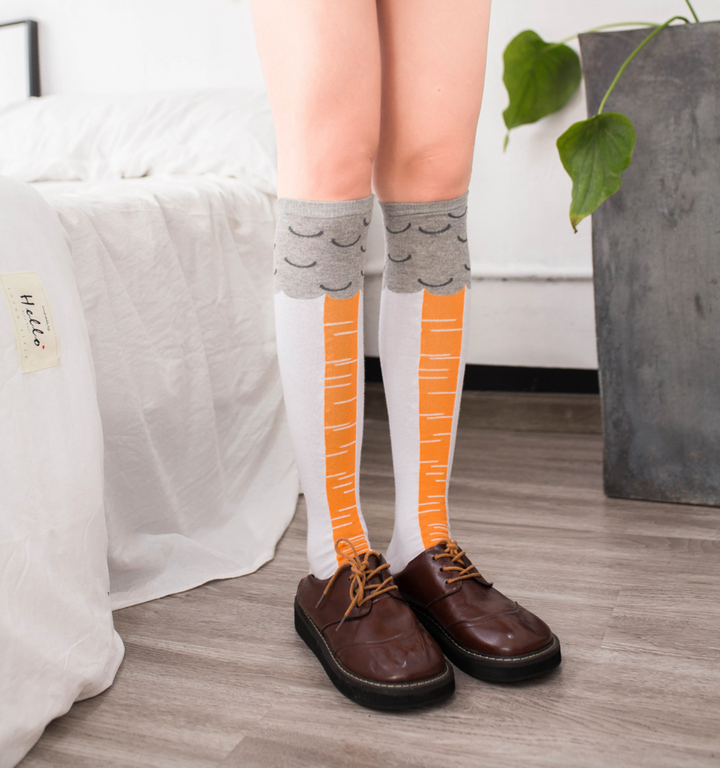 Funny Socks, Chicken Feet Socks, Chicken Print Toe Socks, Thigh Socks