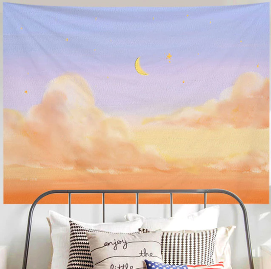 Orange Sky Painting Tapestry