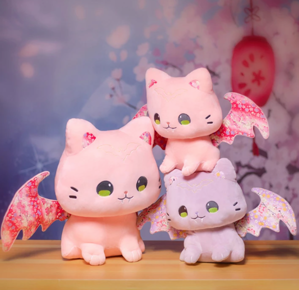 Kawaii Sakura Cats with Wings Plushies