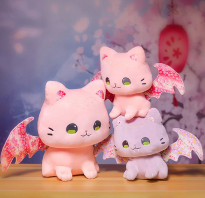 Kawaii Sakura Cats with Wings Plushies