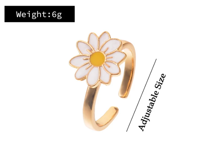 Daisy Flower Adjustable Ring for Women Anxiety Ring