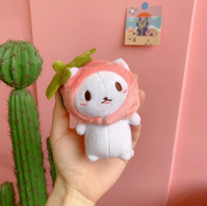 Kawaii Strawberry and Taiyaki Cat Keychain Plush