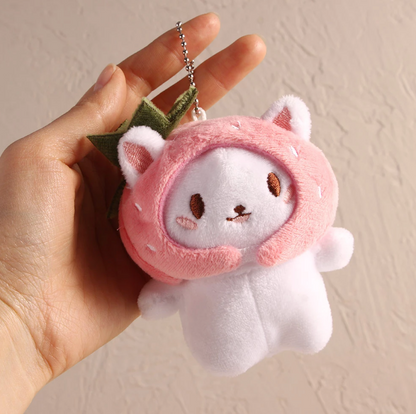 Kawaii Strawberry and Taiyaki Cat Keychain Plush