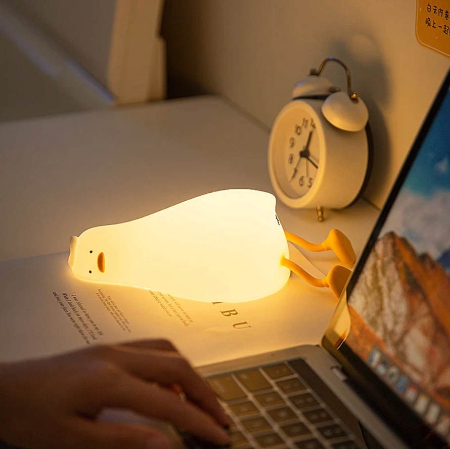 Lying Flat Duck Night Light, LED Squishy Duck Lamp