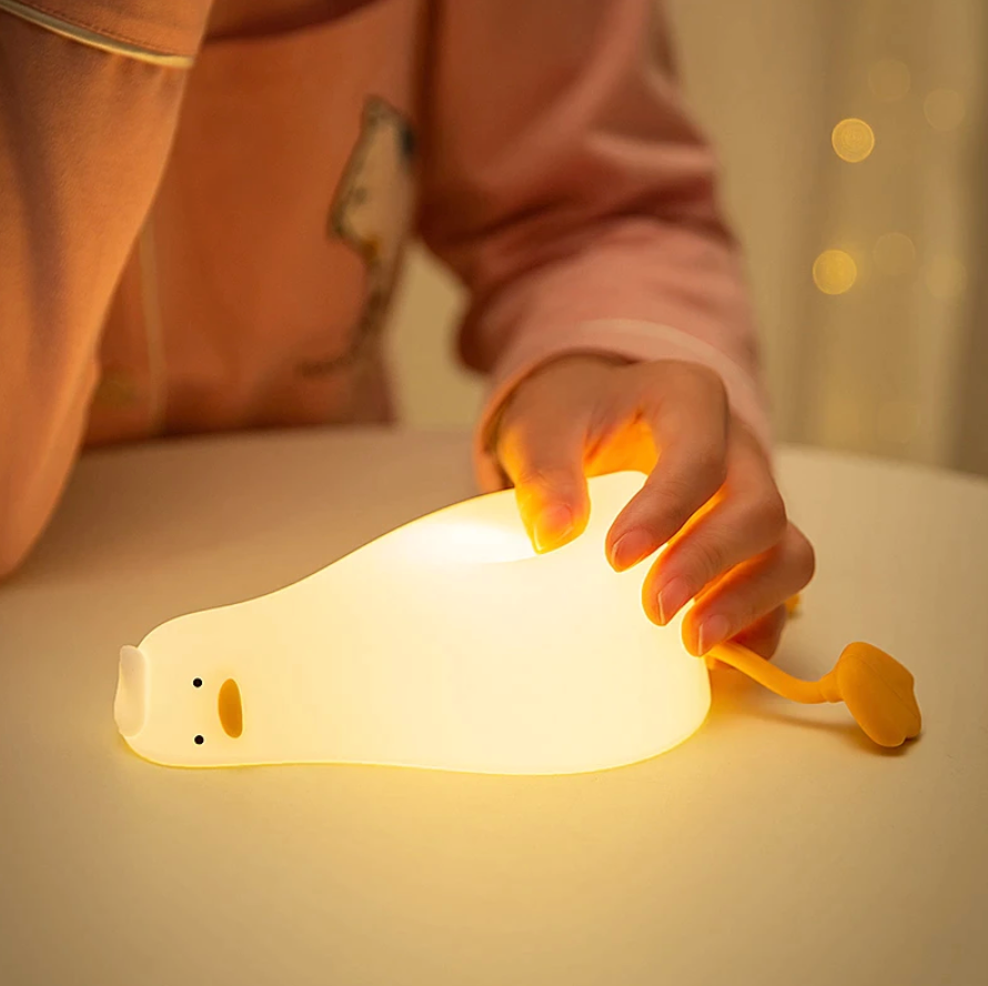 Lying Flat Duck Night Light, LED Squishy Duck Lamp