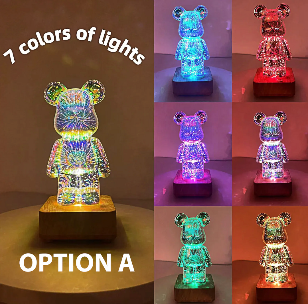 3D Fireworks Bear Glass Led Lamp