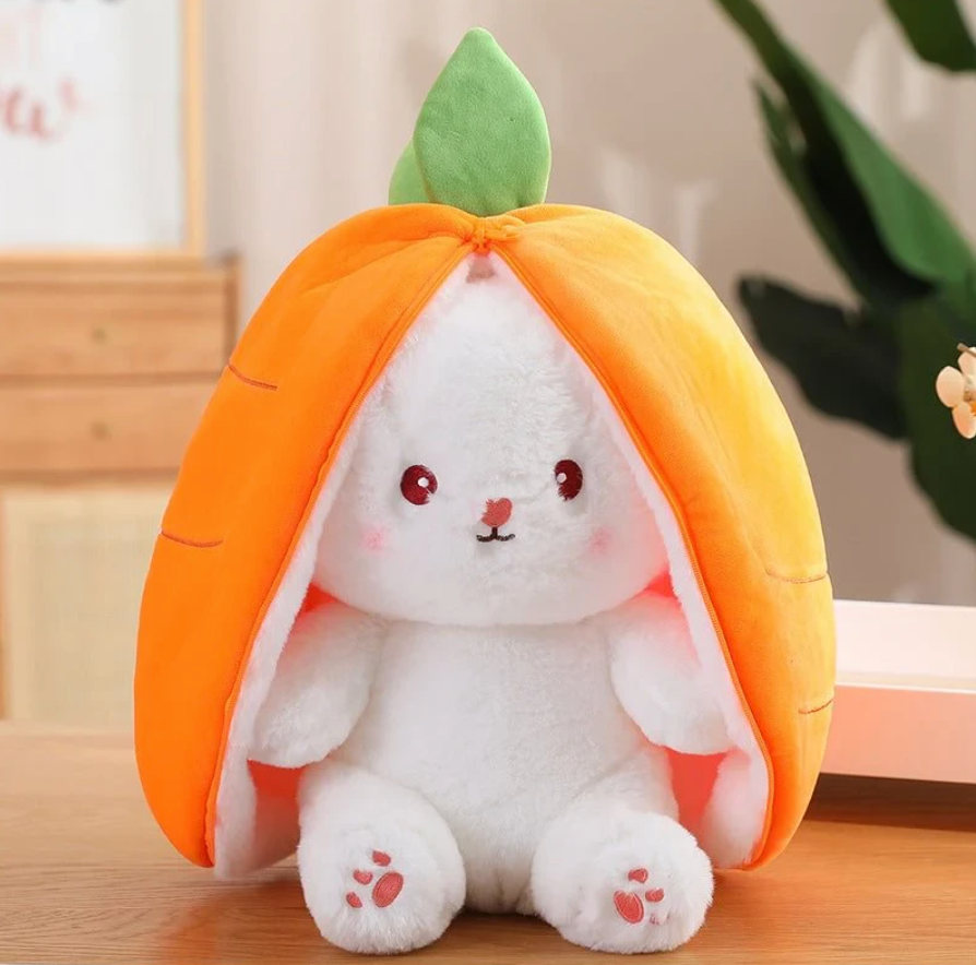 Reversible Carrot Strawberry Bunny Plushies