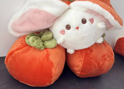 Reversible Persimmon Bunny and Pig Plushies