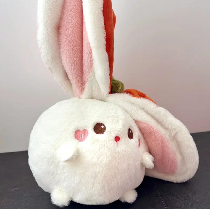 Reversible Persimmon Bunny and Pig Plushies