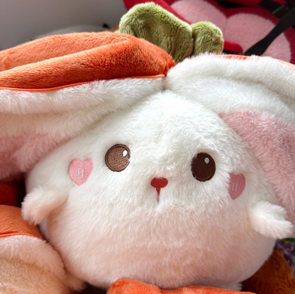 Reversible Persimmon Bunny and Pig Plushies