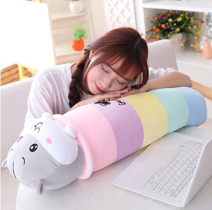 KAWAII PASTEL RAINBOW CUTE HAMSTER LONG PLUSH PILLOW