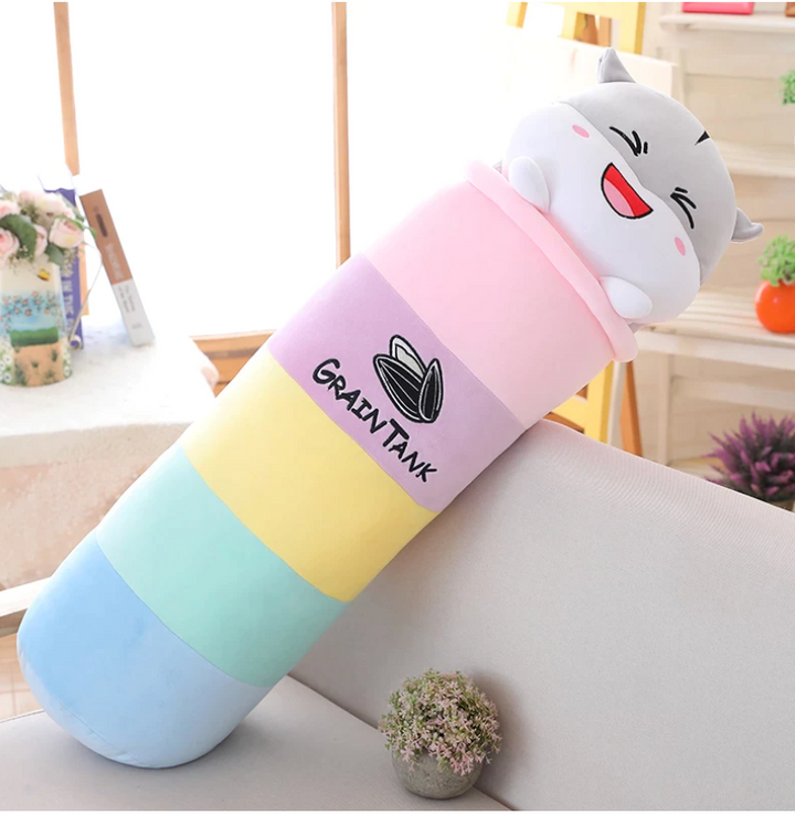 KAWAII PASTEL RAINBOW CUTE HAMSTER LONG PLUSH PILLOW