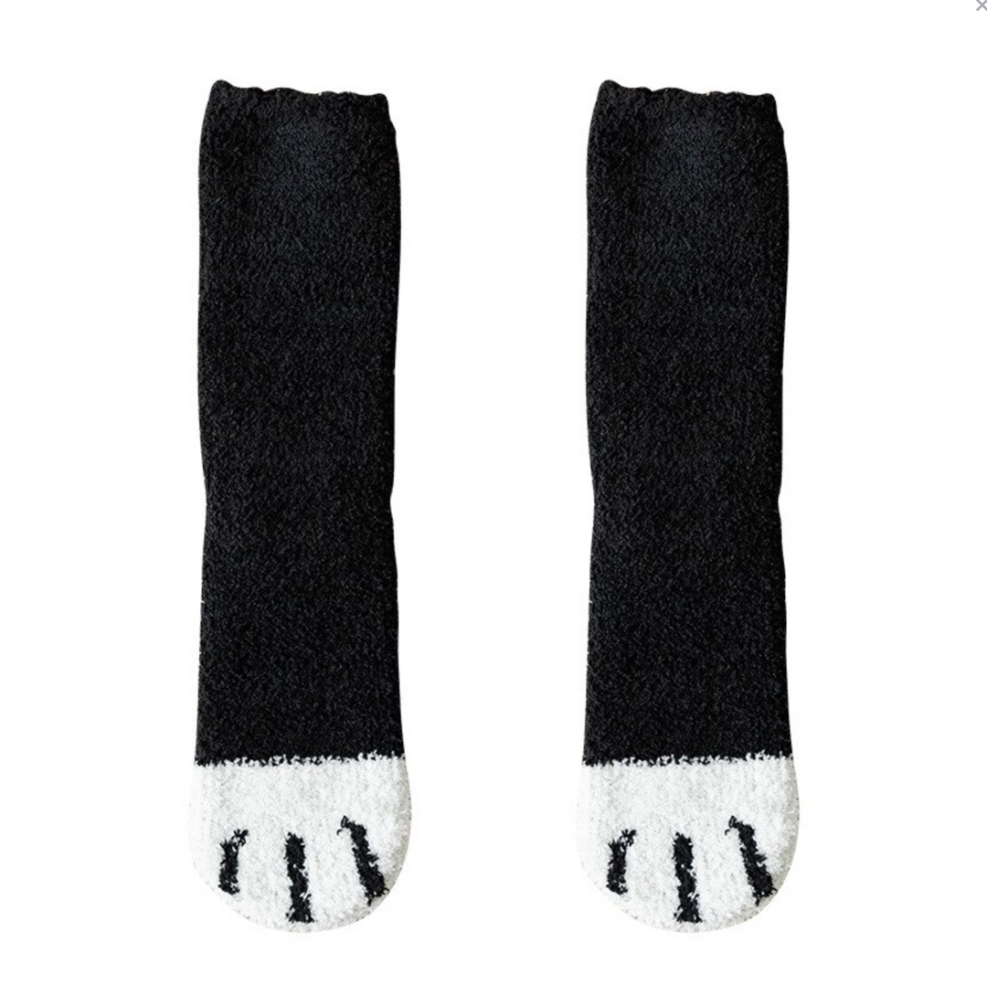Kawaii Cat Paw Fuzzy Socks, Animal Paw Pattern, Bed Socks, Warm & Soft