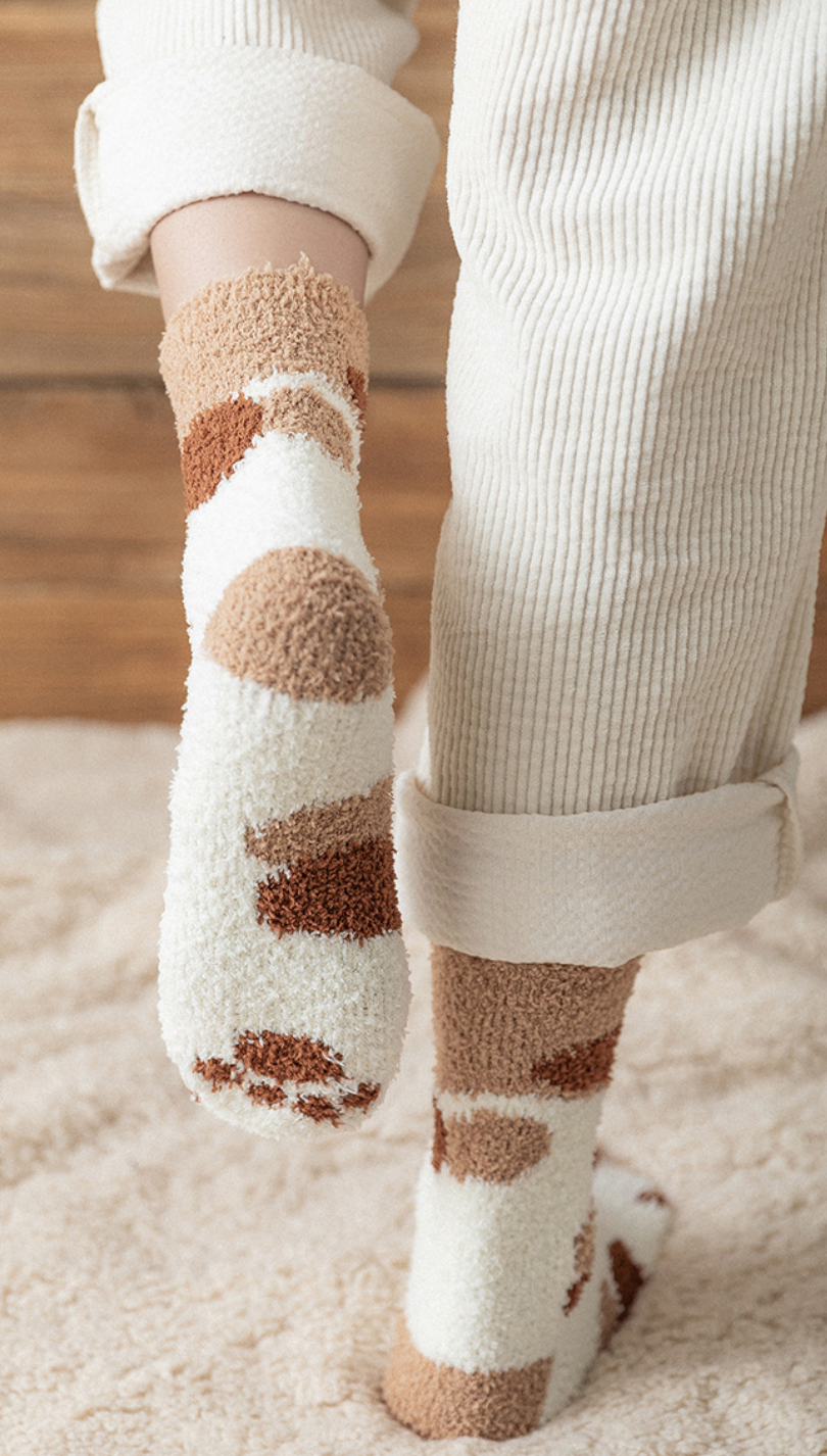 Kawaii Cat Paw Fuzzy Socks, Animal Paw Pattern, Bed Socks, Warm & Soft
