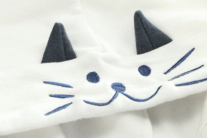 Japanese Kawaii Kitty Ears Cozy Embroidered Hoodie