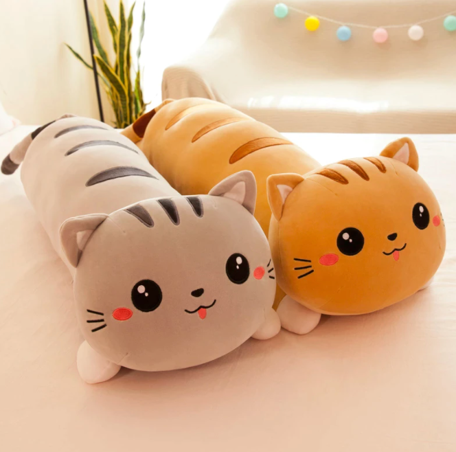 KAWAII CUTE CAT LONG PLUSH PILLOW - 2 colors available