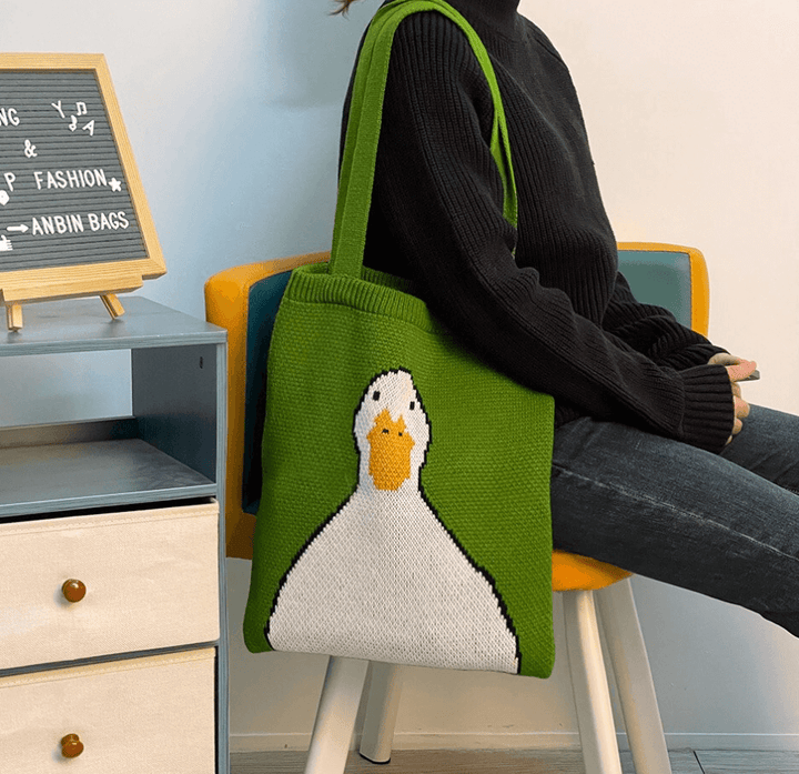 3 different styles knit bags, Shoulder tote duck & cat knit bags