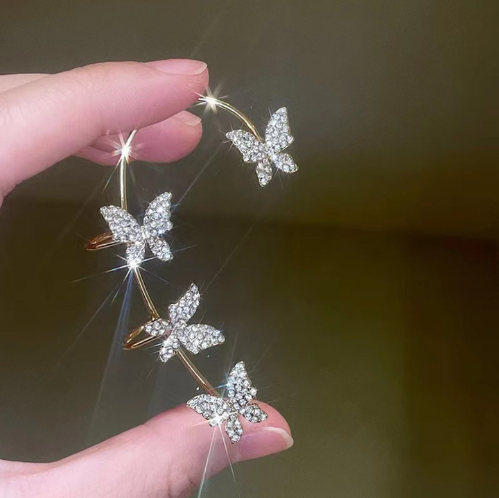 Silver and Golden Butterflies Ear cuffs Without Perforation