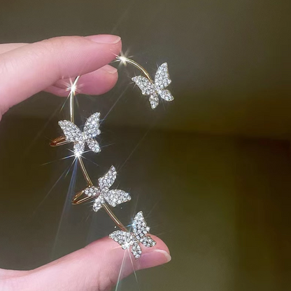 Silver and Golden Butterflies Ear cuffs Without Perforation