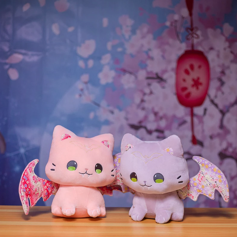 Kawaii Sakura Cats with Wings Plushies